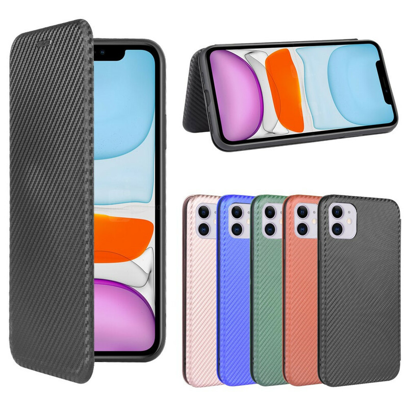 Flip Cover iPhone 12 Max / 12 Pro Carbon Fiber -suojus, hiilikuituinen