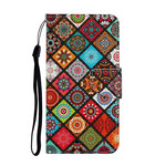 Kotelo iPhone 12 Max / 12 Pro Patchwork Mandalas hihnan kanssa