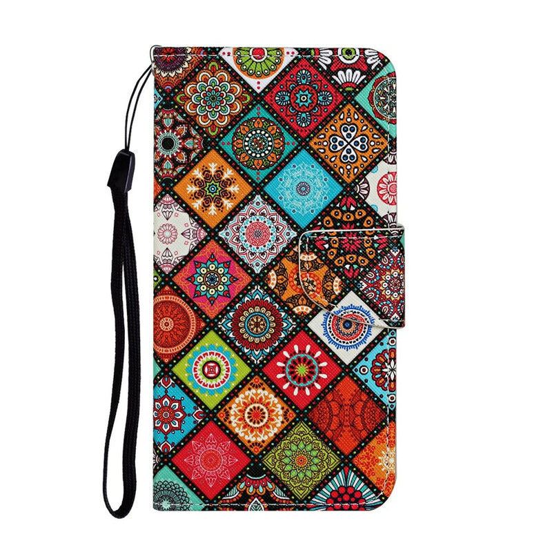 Kotelo iPhone 12 Max / 12 Pro Patchwork Mandalas hihnan kanssa