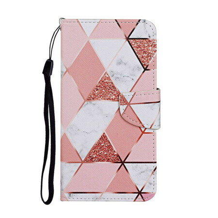 iPhone 12 Max / 12 Pro Marmori ja Glitter Kotelo hihnalla