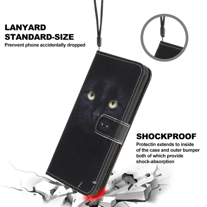Samsung Galaxy A31 Musta kissa silmä hihna tapauksessa Samsung Galaxy A31 Musta kissa silmä hihna tapauksessa