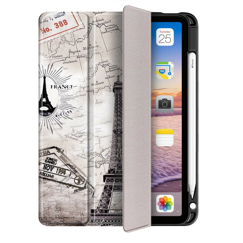 Smart Case iPad Air 10.9" (2020) Retro Eiffel-torni kynänpidikkeellä varustettuna