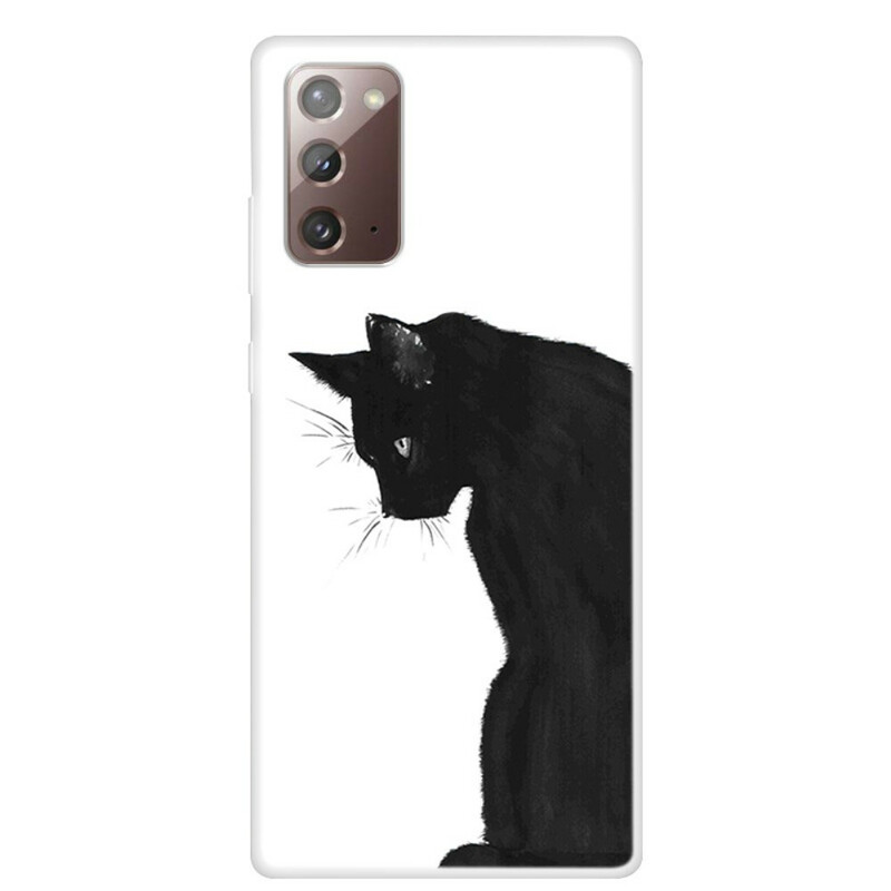 Samsung Galaxy Note 20 kansi mietiskelevä musta kissa