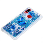 Samsung Galaxy A10s tapauksessa sininen perhoset Glitter