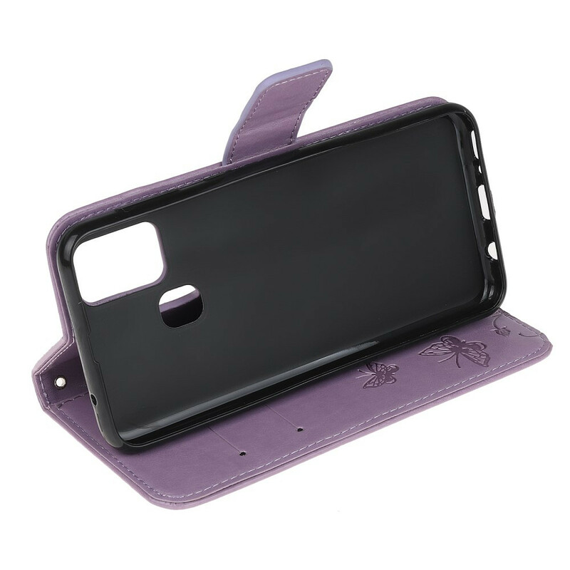 Samsung Galaxy M21 perhoset ja kukat hihna tapauksessa