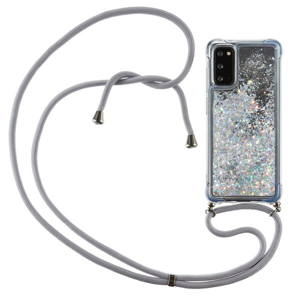 Samsung Galaxy S20 Glitter Kotelo, jossa on kiinnityslenkki