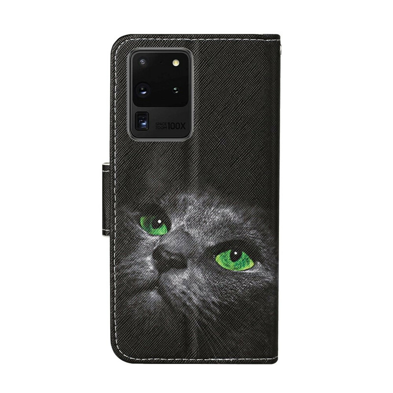 Samsung Galaxy S20 Ultra Case Vihreät silmät kissa hihnalla