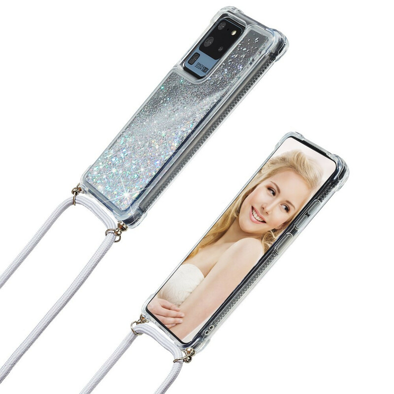 Samsung Galaxy S20 Ultra Glitter Kotelo, jossa on kiinnityslenkki
