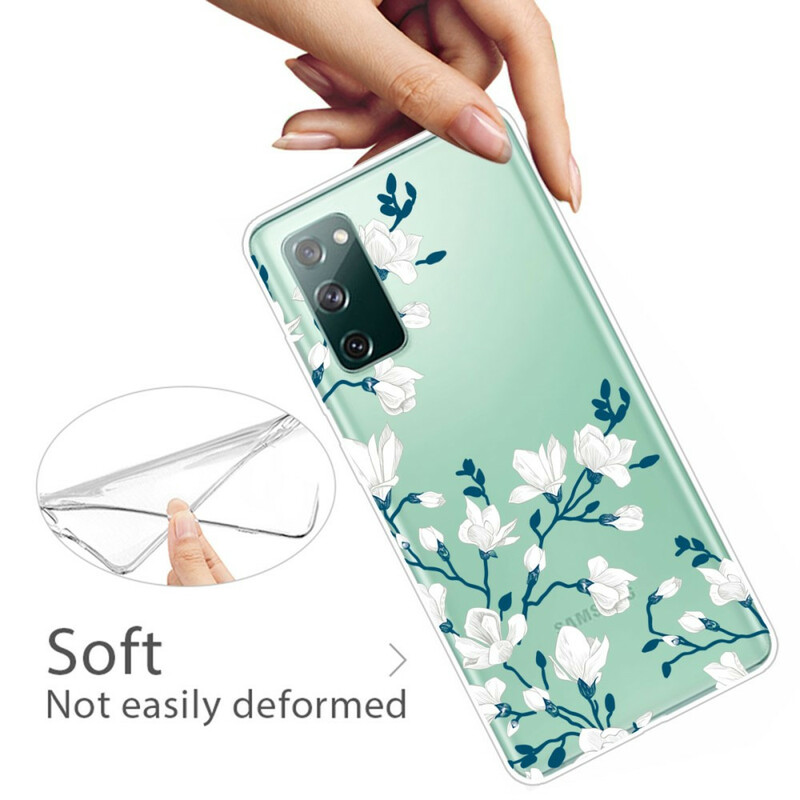 Samsung Galaxy S20 FE Valkoinen kukka kotelo