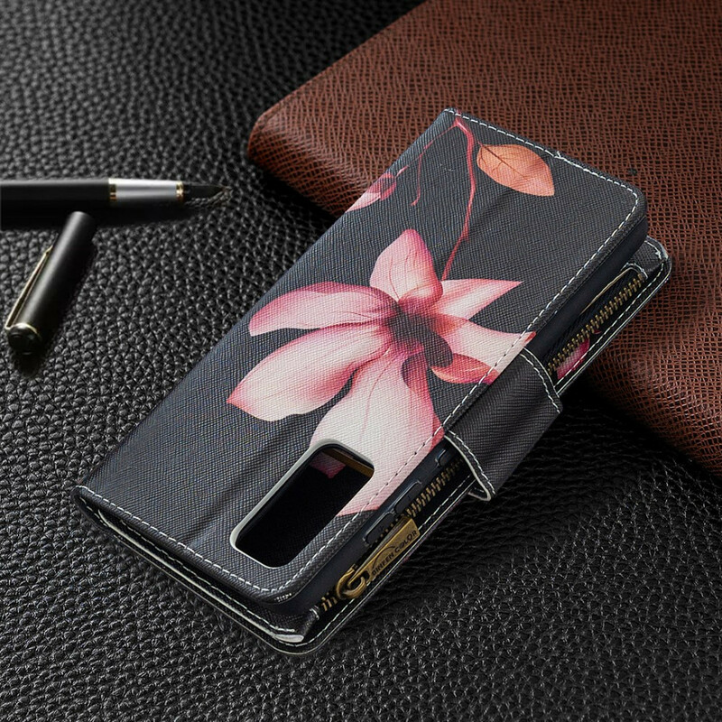 Samsung Galaxy S20 FE tapauksessa kukka vetoketjullinen tasku