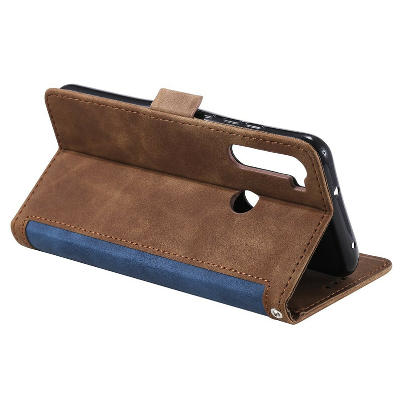 Xaiomi Redmi Note 8T Asia Kaksivärinen Faux Nahka Vahvistettu ääriviivat