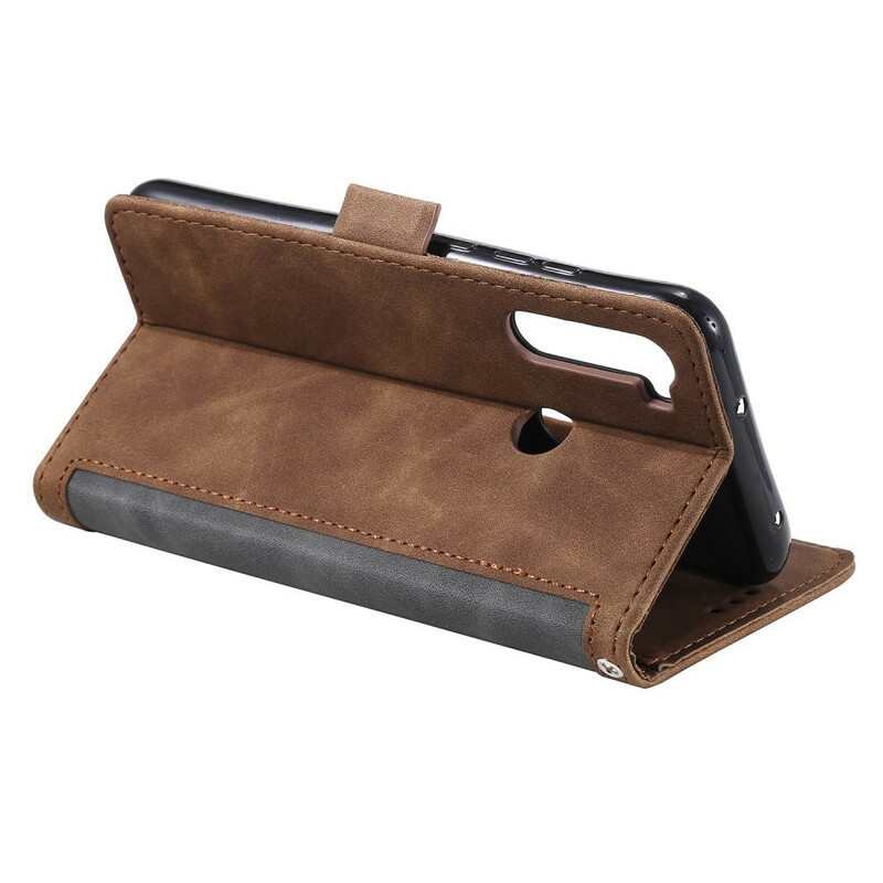 Xaiomi Redmi Note 8T Asia Kaksivärinen Faux Nahka Vahvistettu ääriviivat