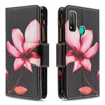 Huawei P Smart Case 2020 vetoketjullinen tasku kukka