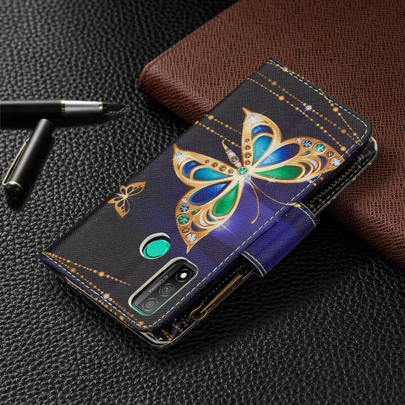 Huawei P Smart 2020 vetoketjullinen tasku perhoset