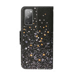 Samsung Galaxy S20 FE Star ja Glitter kotelo hihnalla