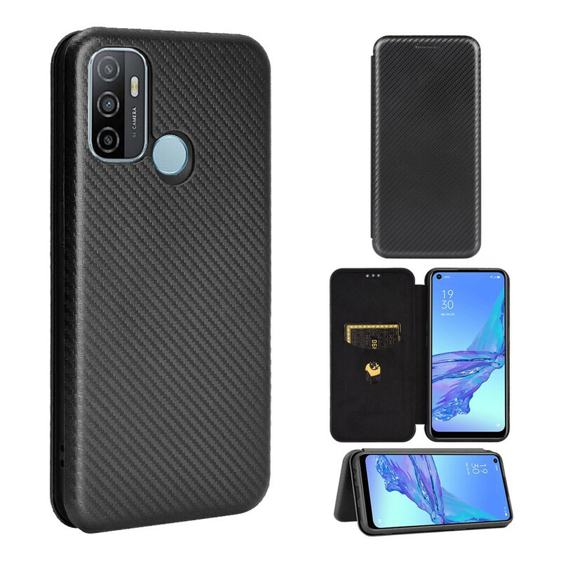 Flip Cover Oppo A53 silikoni hiilikuitu värillinen