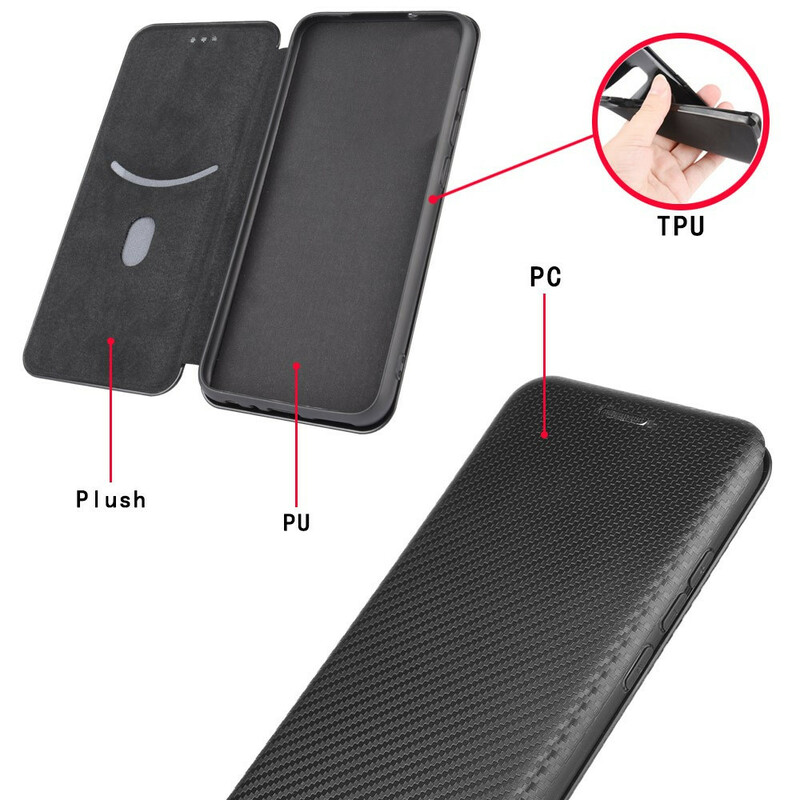 Flip Cover Oppo A53 silikoni hiilikuitu värillinen