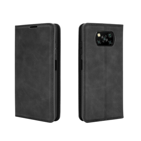 Flip Cover Xiaomi Poco X3 Pehmeä nahka vaikutus