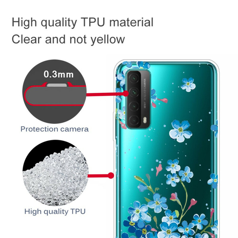 Huawei P Smart Case 2021 Sininen kukkakimppu