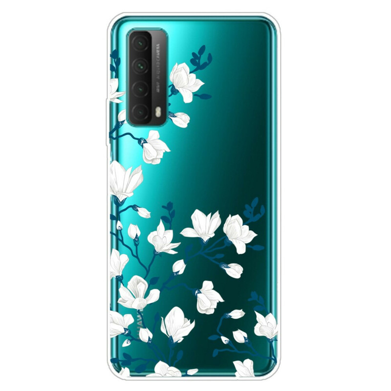 Huawei P Smart Case 2021 Valkoiset kukat