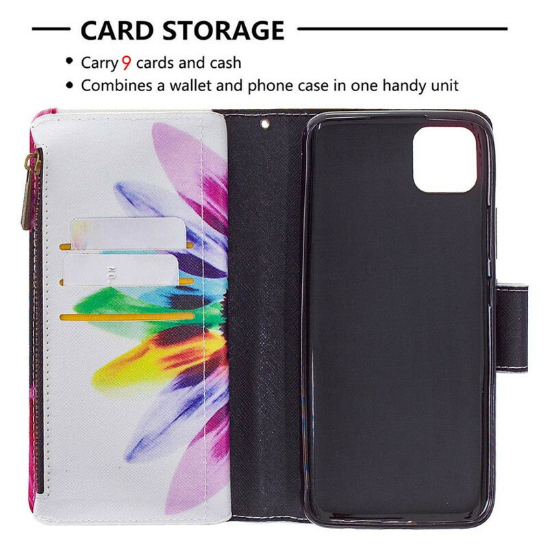 Kansi Realme C11 vetoketjullinen tasku Kukka