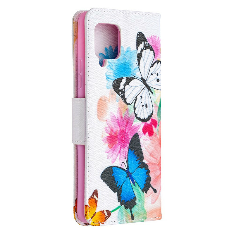 Samsung Galaxy A42 5G Case maalattu perhosia ja kukkia