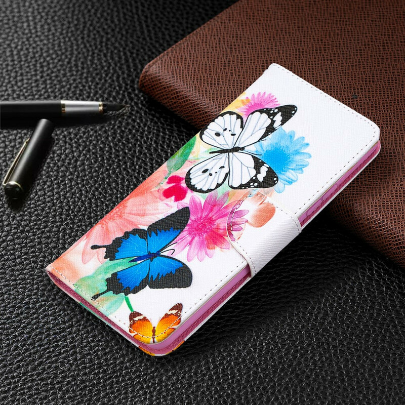 Samsung Galaxy A42 5G Case maalattu perhosia ja kukkia