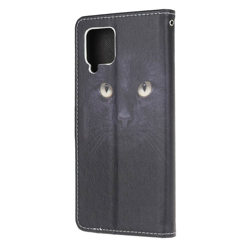 Samsung Galaxy A42 5G Musta Cat Eye Case hihnalla