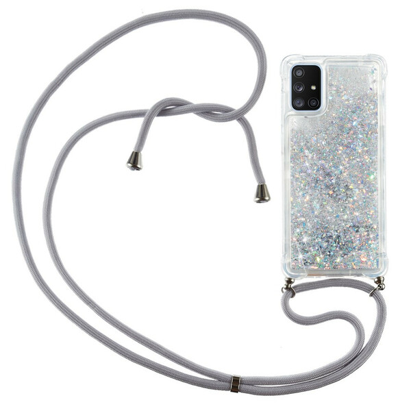 Samsung Galaxy A51 5G Glitter Kotelo, jossa on kaulanauha