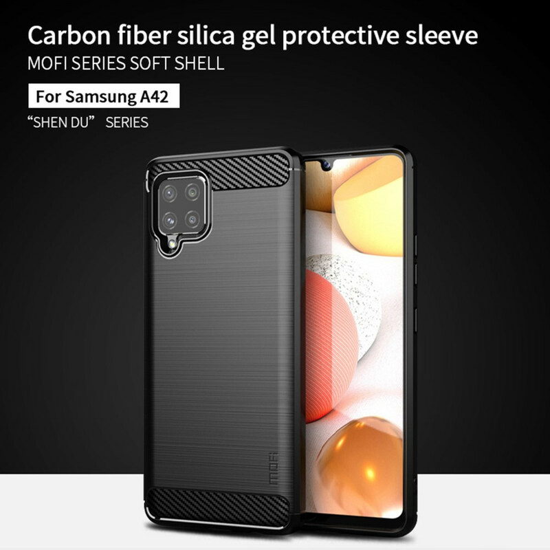 Samsung Galaxy A42 5G harjattu hiilikuitu tapauksessa MOFI