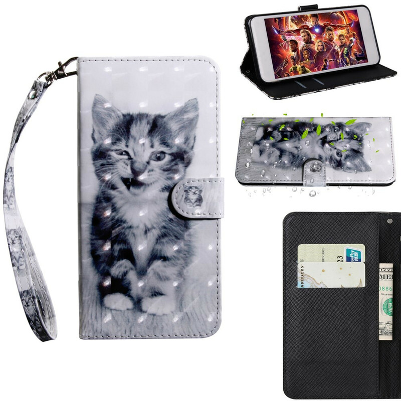 Samsung Galaxy A20s Cat Case Musta ja valkoinen