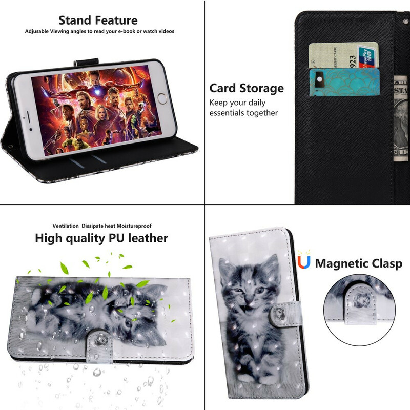 Samsung Galaxy A20s Cat Case Musta ja valkoinen
