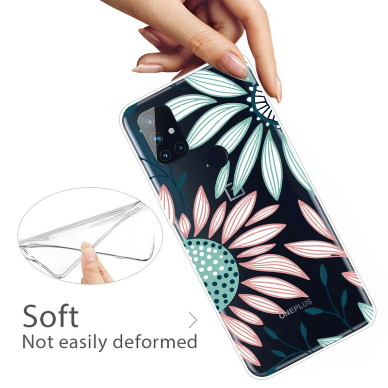 OnePlus North N10 läpinäkyvä tapaus One kukka