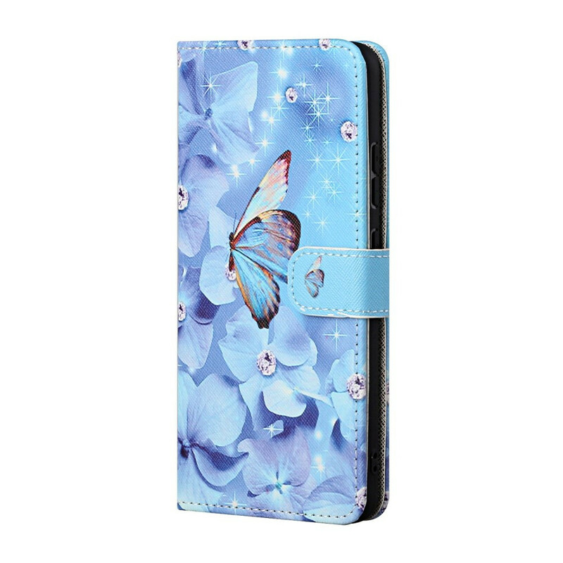 Kotelo Huawei P Smart 2021 Diamond Butterflies hihnalla