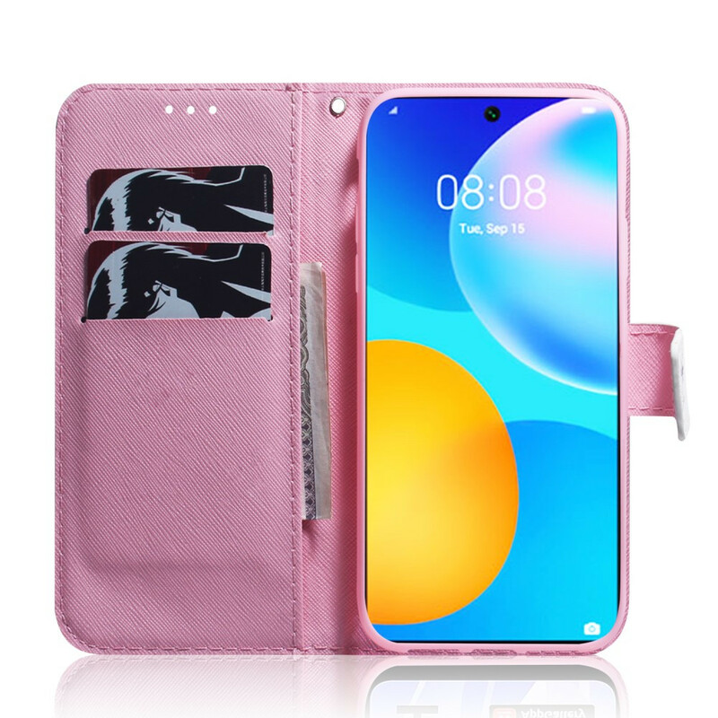 Kotelo Huawei P smart 2021 A vaaleanpunainen kukka