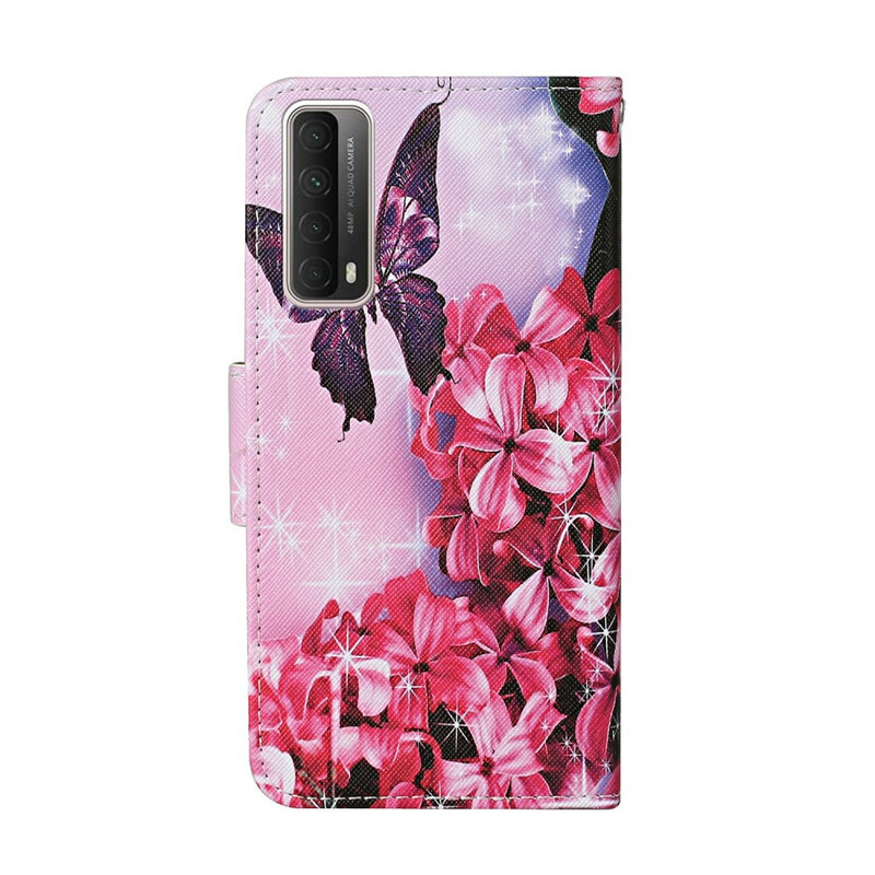 Kotelo Huawei P Smart 2021 Floral Butterflies Lanyard