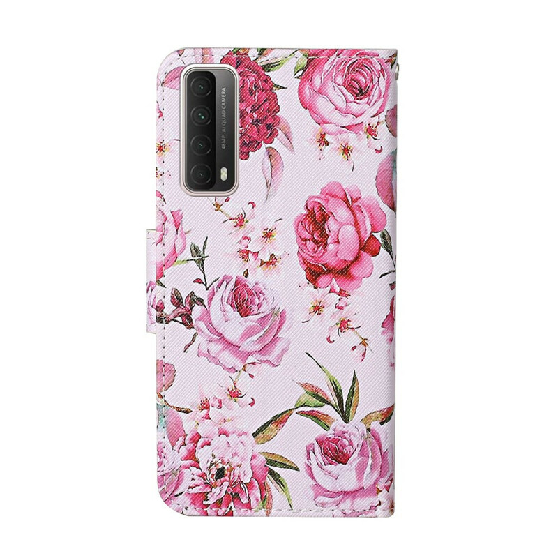 Huawei P Smart Case 2021 Magistral kukkia hihnalla