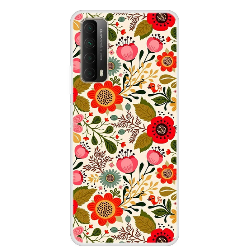 Huawei P Smart Case 2021 Kukkakuvioinen kuvakudos