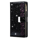 Samsung Galaxy A51 Glitter lompakko Zip Case