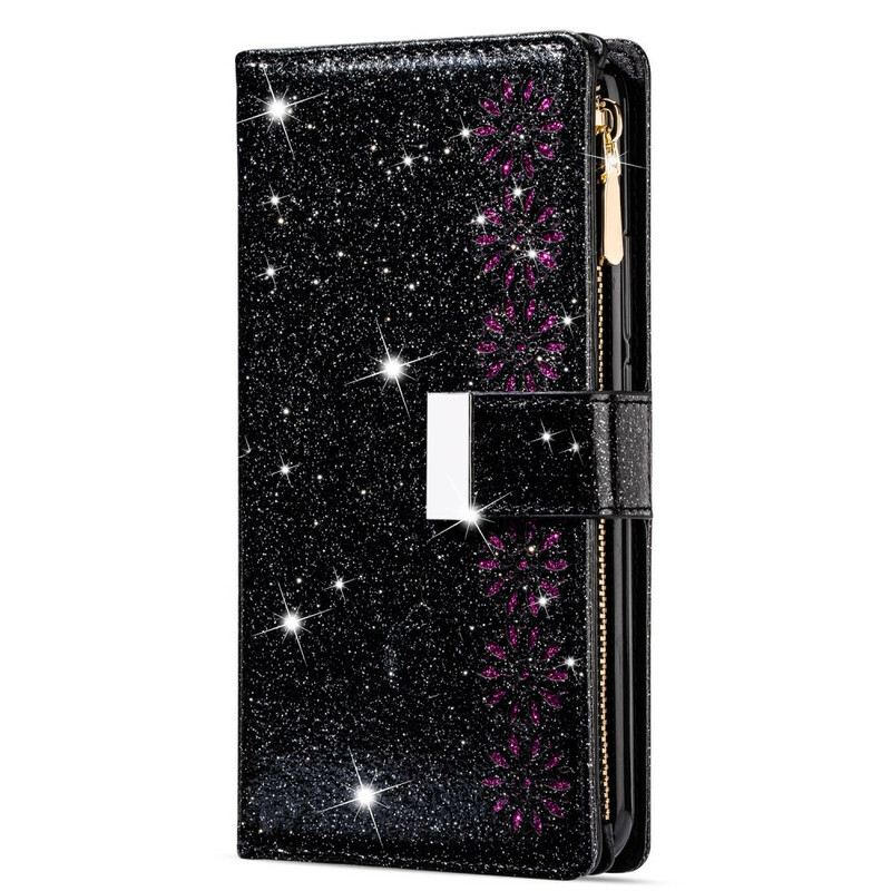 Samsung Galaxy A51 Glitter lompakko Zip Case