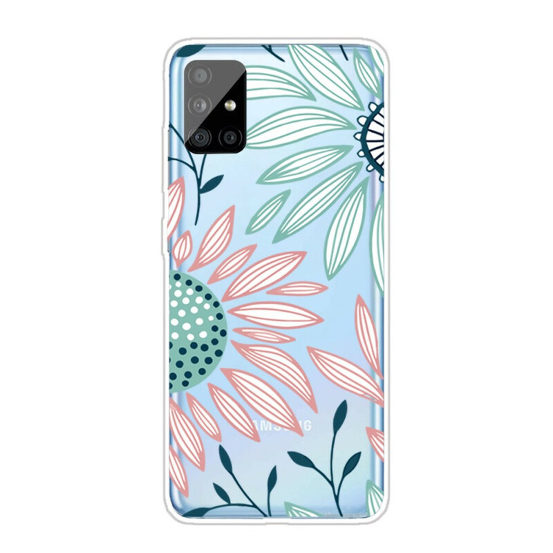 Samsung Galaxy A51 läpinäkyvä kotelo yksi kukka