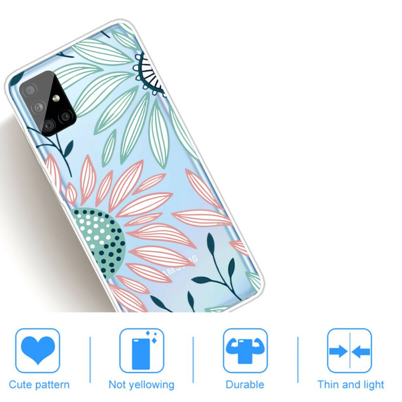 Samsung Galaxy A51 läpinäkyvä kansi kukkasella