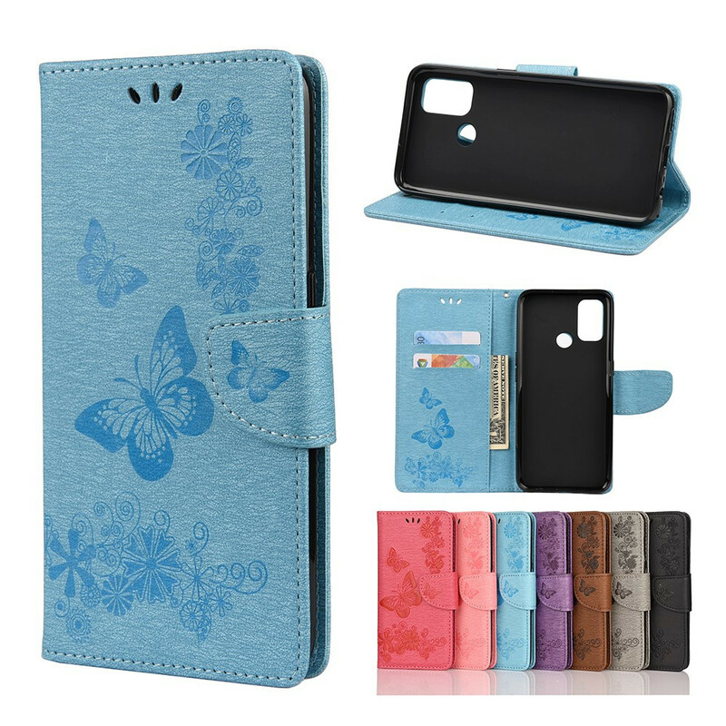 Oppo A53 / A53s Butterflies Vain kotelo hihnalla
