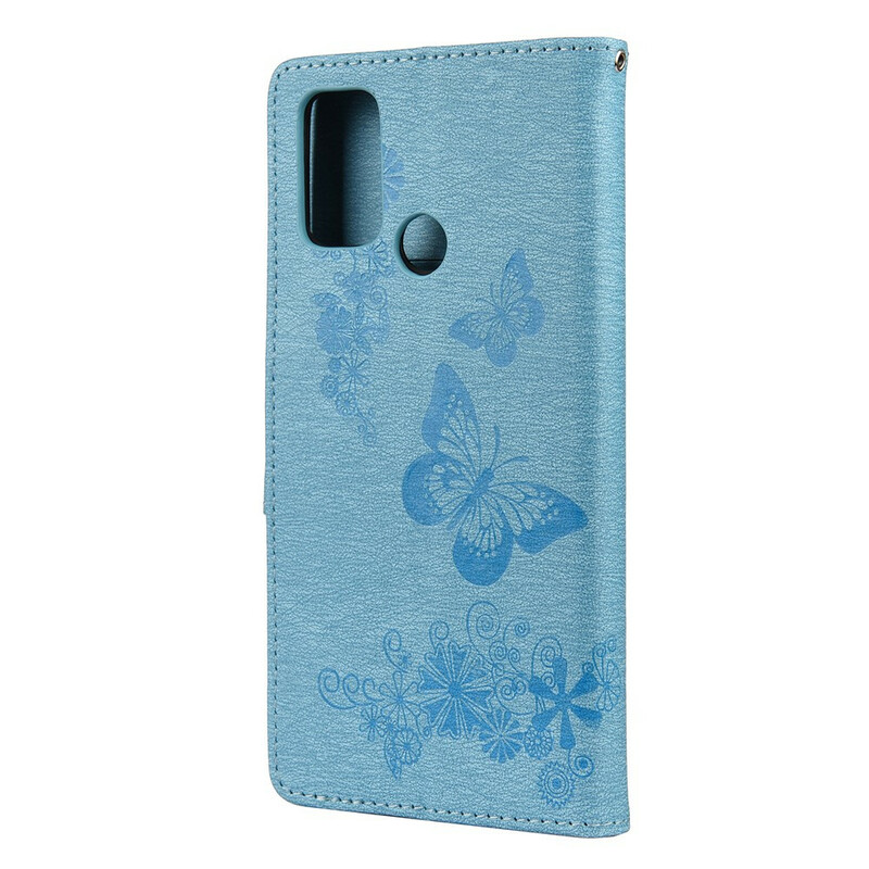 Oppo A53 / A53s Butterflies Vain kotelo hihnalla