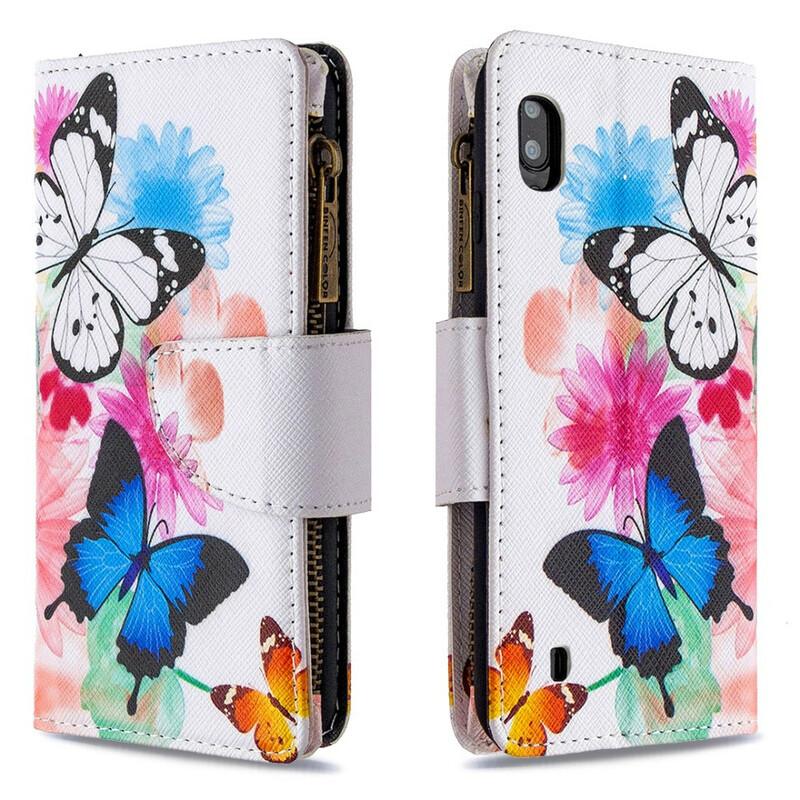 Samsung Galaxy A10 vetoketjullinen tasku perhoset