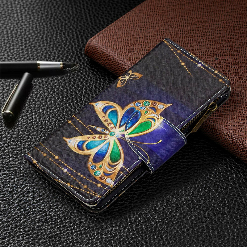 Samsung Galaxy A10 vetoketjullinen tasku Royal Butterfly asia