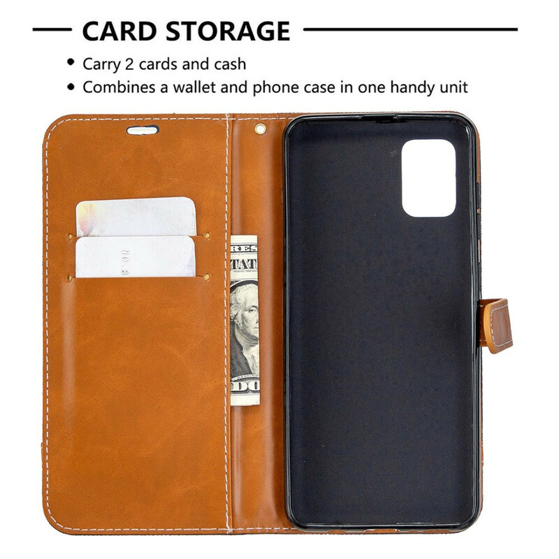 Samsung Galaxy A31 Kangas ja nahka Effect Case hihnalla