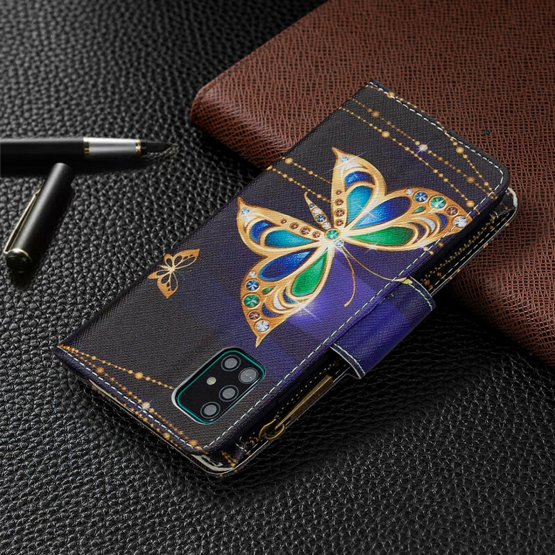 Samsung Galaxy A51 tapauksessa Butterfly vetoketjullinen tasku