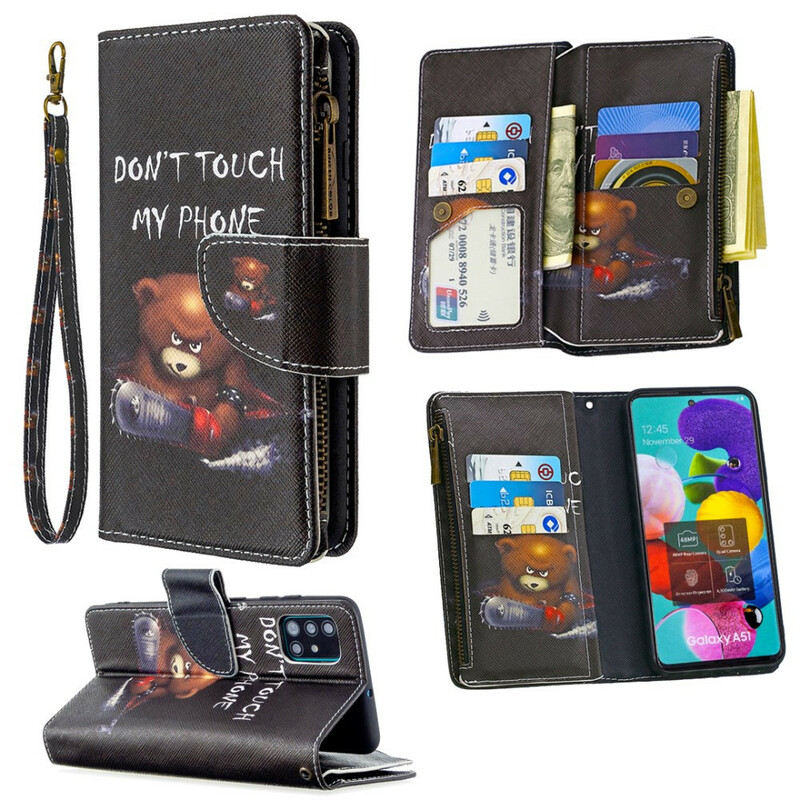 Samsung Galaxy A51 tapauksessa vetoketjullinen tasku Bear