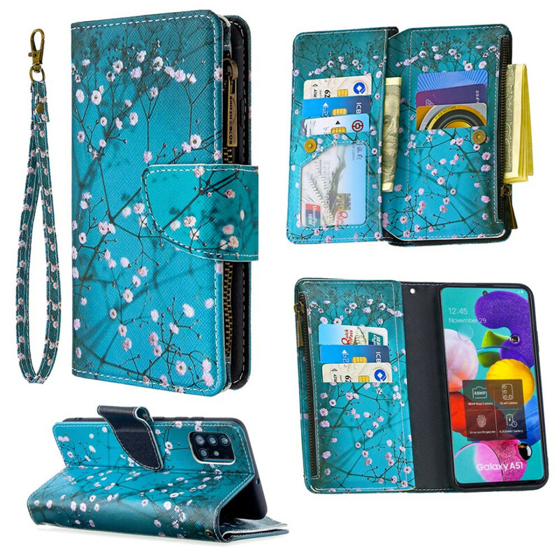 Samsung Galaxy A51 vetoketjullinen kotelo puu Samsung Galaxy A51 vetoketjullinen kotelo puu